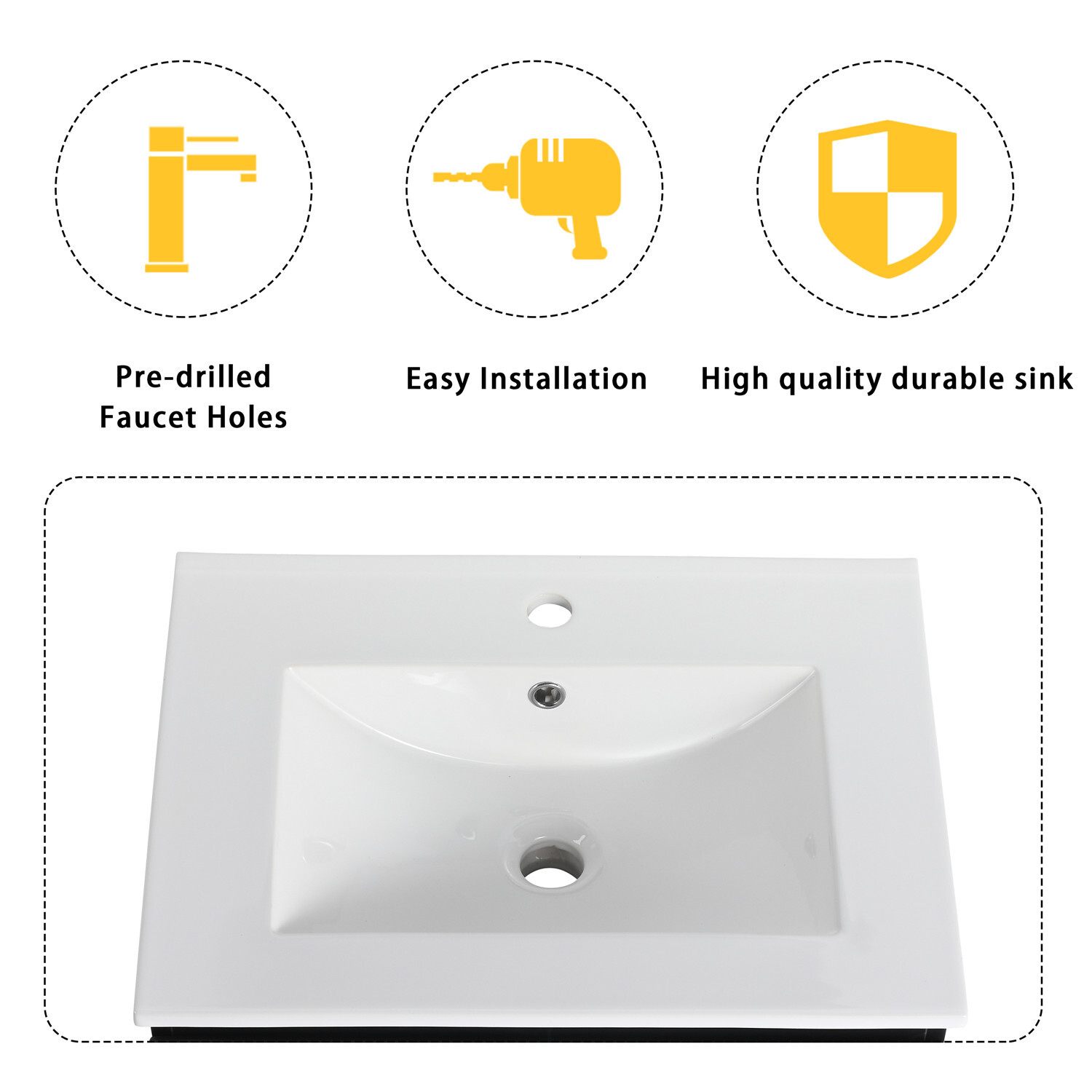 24″ 30″ Wall Mounted Bathroom Vanity with Sink, Floating Vanity Cabinet 2 Doors