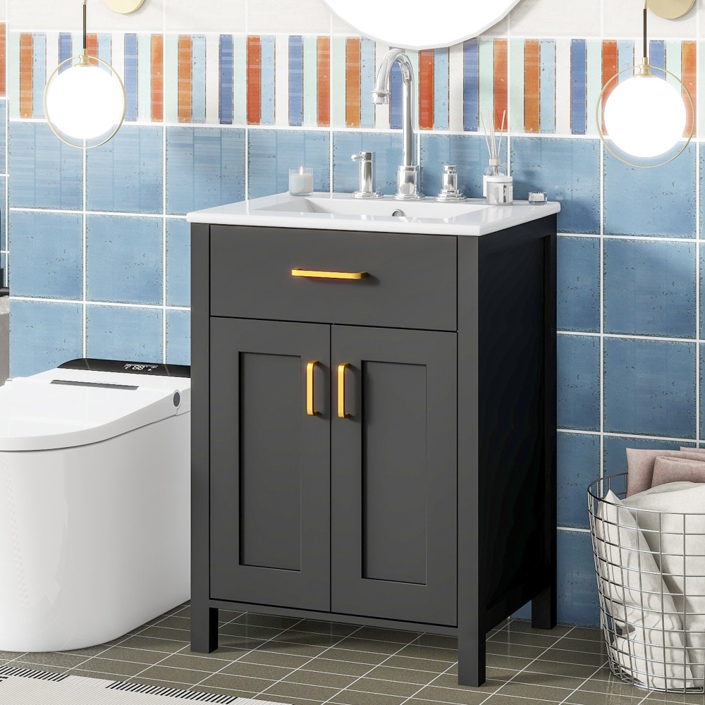 24″Bathroom Vanity Combo with Ceramic sink, Luxurious Space-Saving Vanity