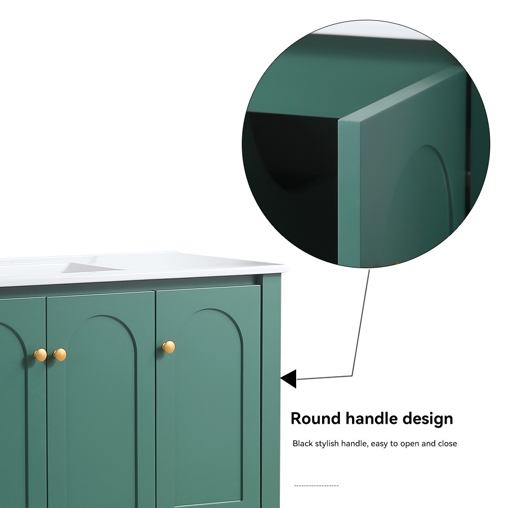 48″ Bathroom Vanity w/ Ceramic Sink – 4 Soft Close Door 2 Drawer Storage Cabinet