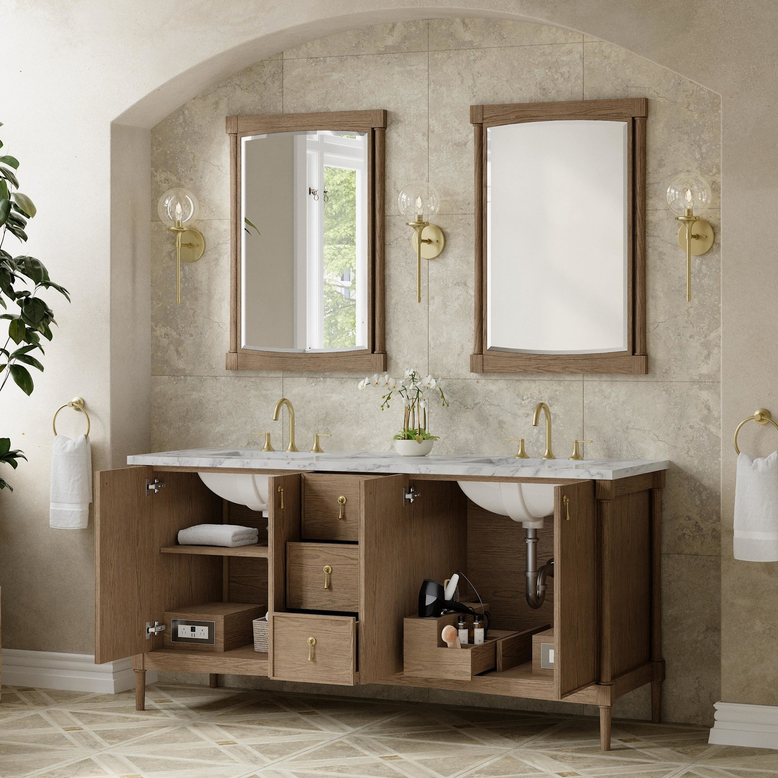 James Martin Vanities D680-V72-3CAR Kinnsden 72″ – Sable Oak
