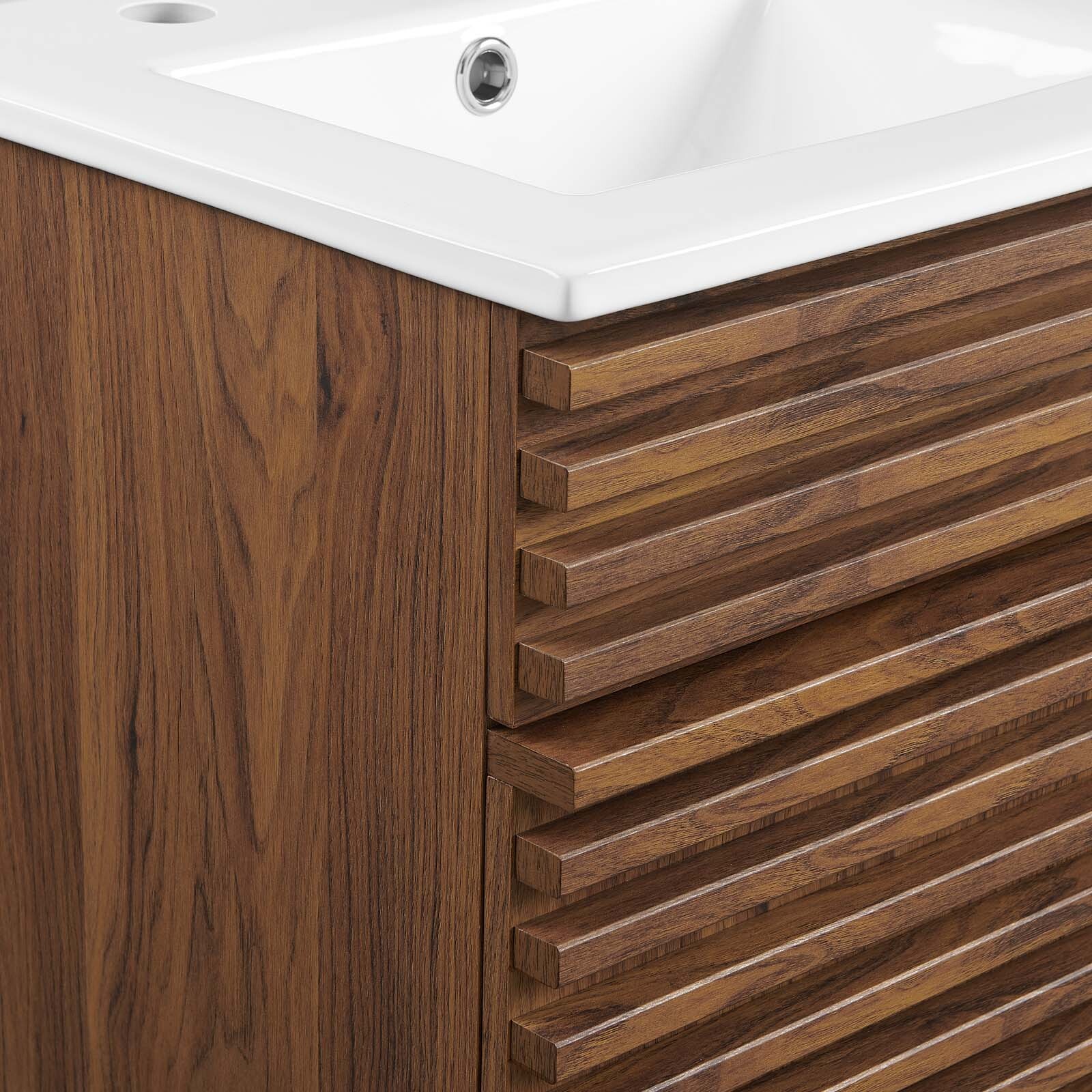 Modway Render 18″ Bathroom Vanity With Sink in Walnut White