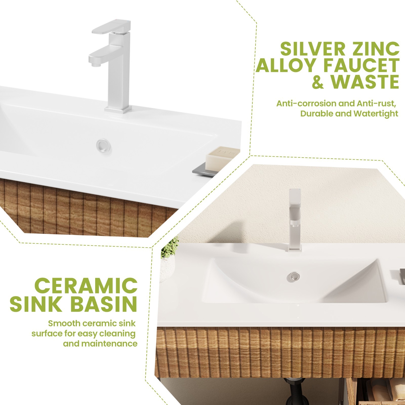 HOMMOW 30″ Single Bathroom Vanity With Ceramic Top And Faucet, Bathroom Vanity