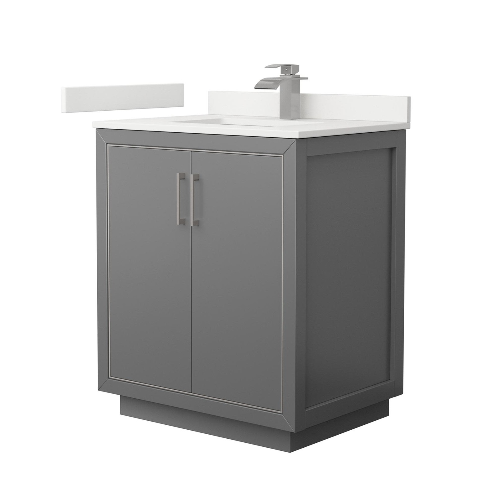 Wyndham Collection WCF111130S-QTZ-UNSMXX Icon 30″ – Dark Gray / White Quartz Top