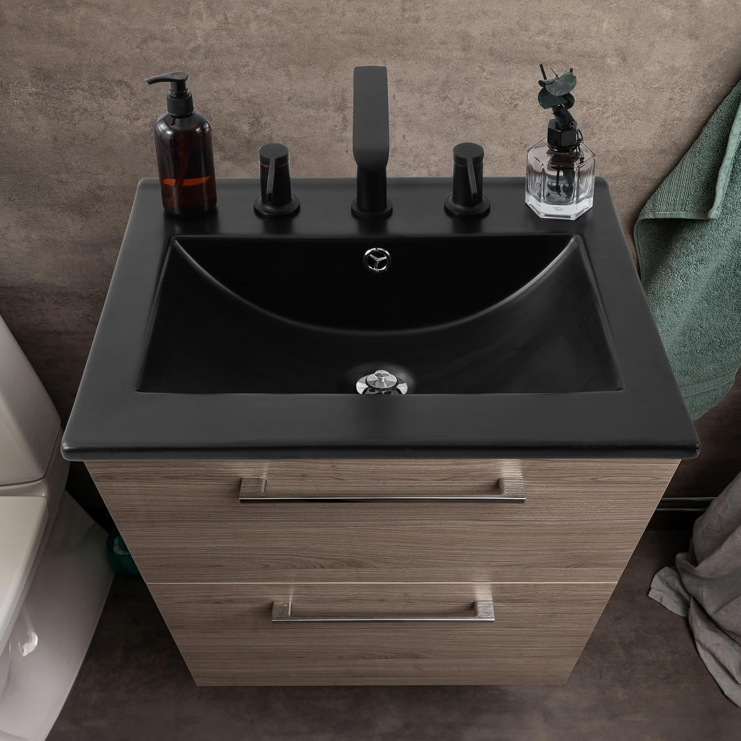 Ancillary 20 In. W X 18.25 In. D Ceramic Vanity Sink Top with 3-Hole Rectangular