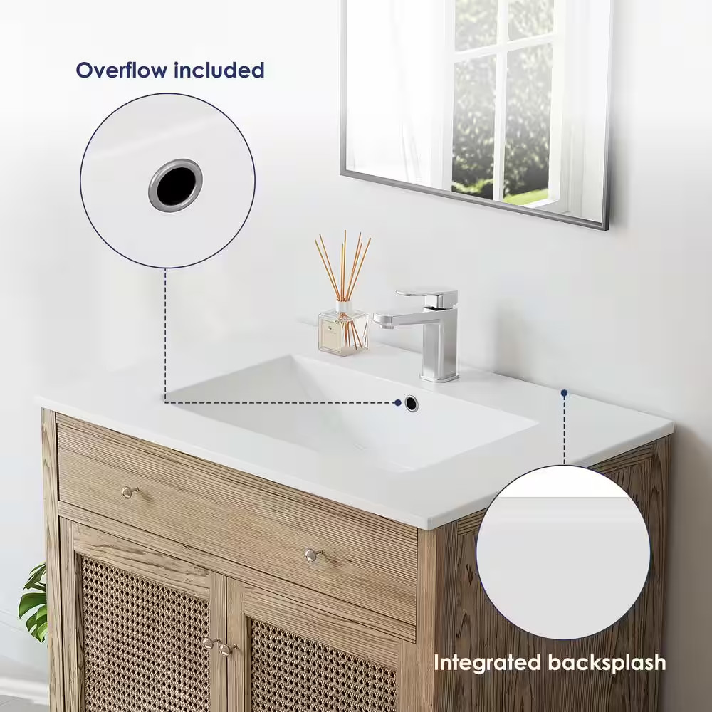 Dayton 31 In. W X 22 In. D Vitreous China Vanity Top in White with Single Faucet
