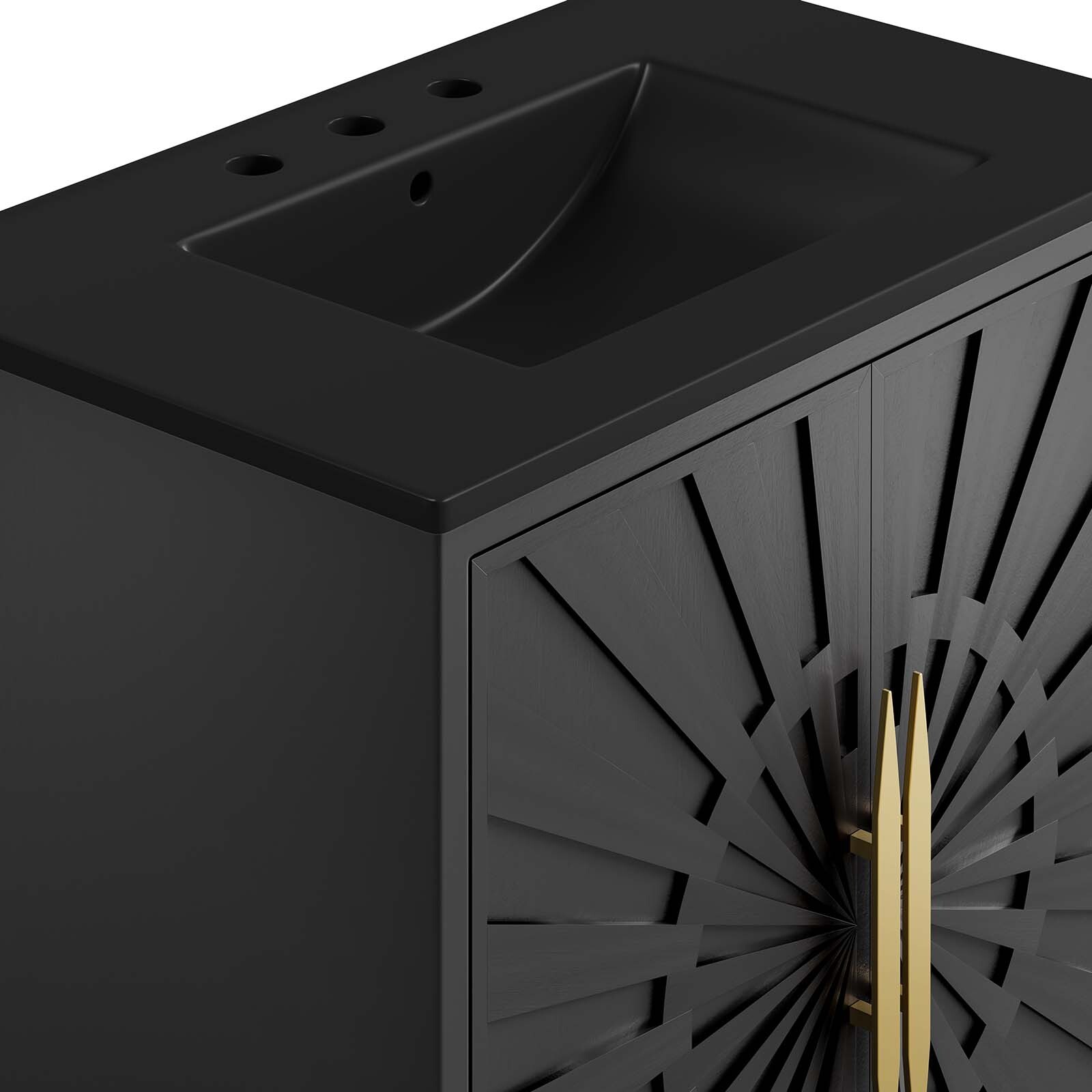 Modway Awaken 30″ Bathroom Vanity Cabinet in Black Black With Ceramic Sink Basin