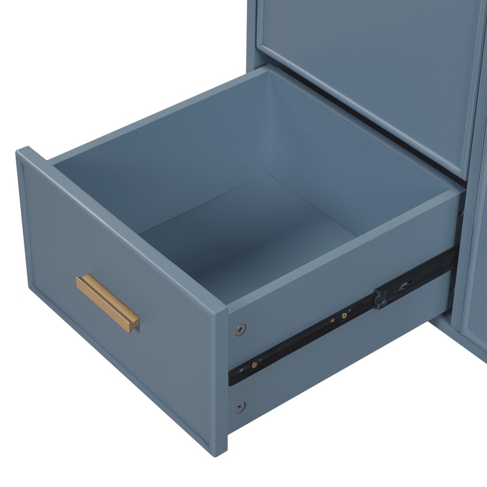 24″ Grey Blue Bathroom Vanity with Ceramic Sink Solid Wood Frame MDF Board