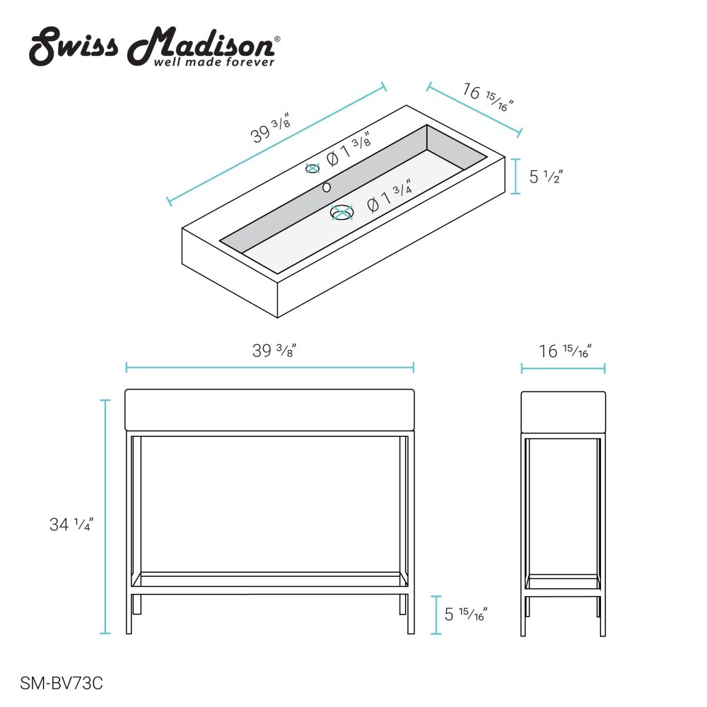 Swiss Madison SM-BV73 Pierre 33-1/2″H Console Sink Set – Gold