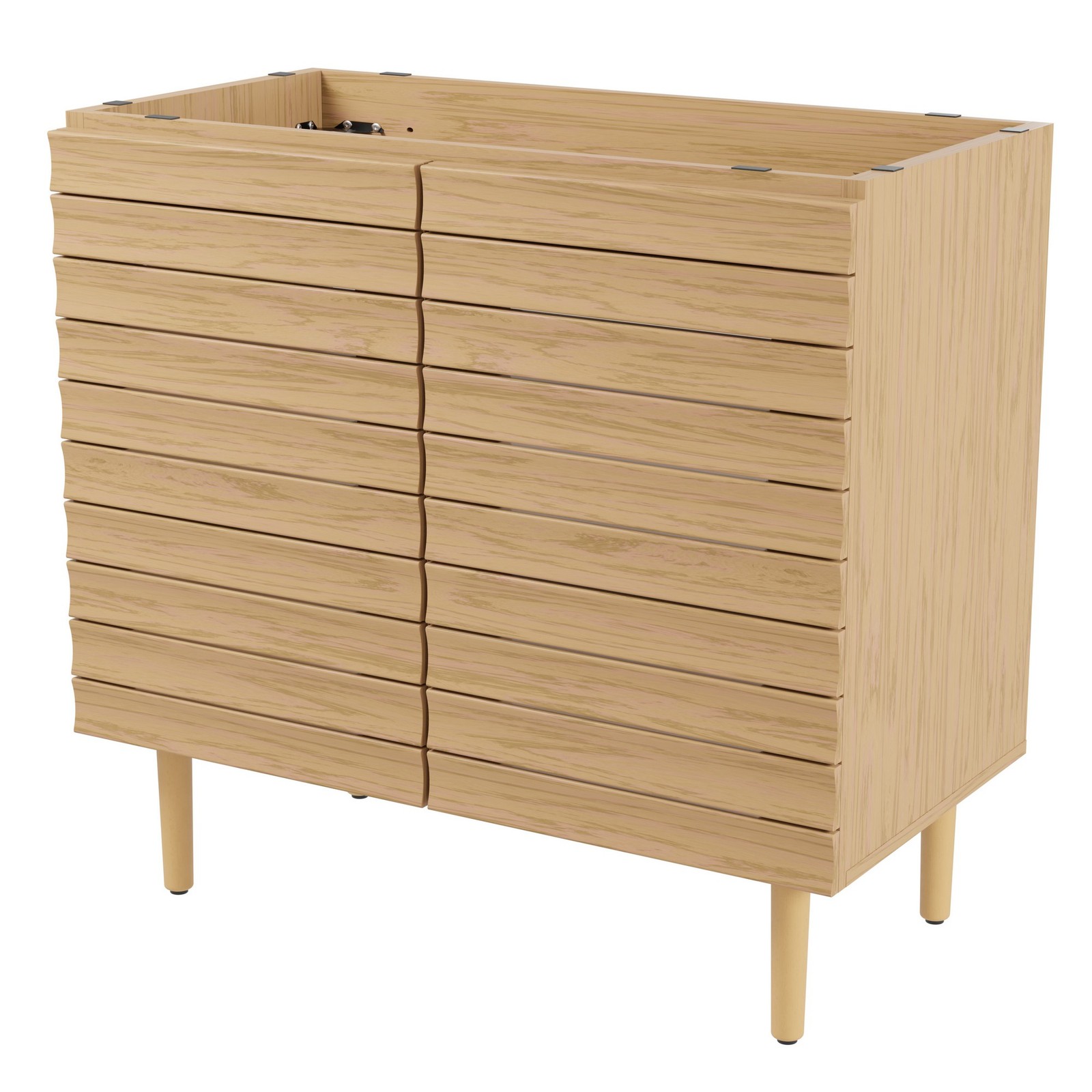 Aubert 36 in. W x 18 in. D x 33 in. H Thick Linear Slat Modern Farmhouse 2-Shelf
