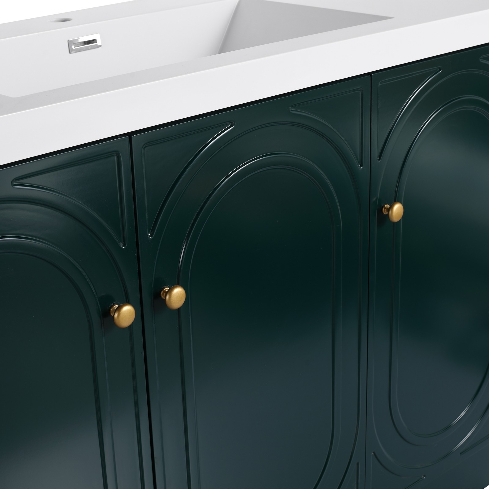 48 Inch Dark Green Bathroom Vanity with 3 Soft-Close Doors