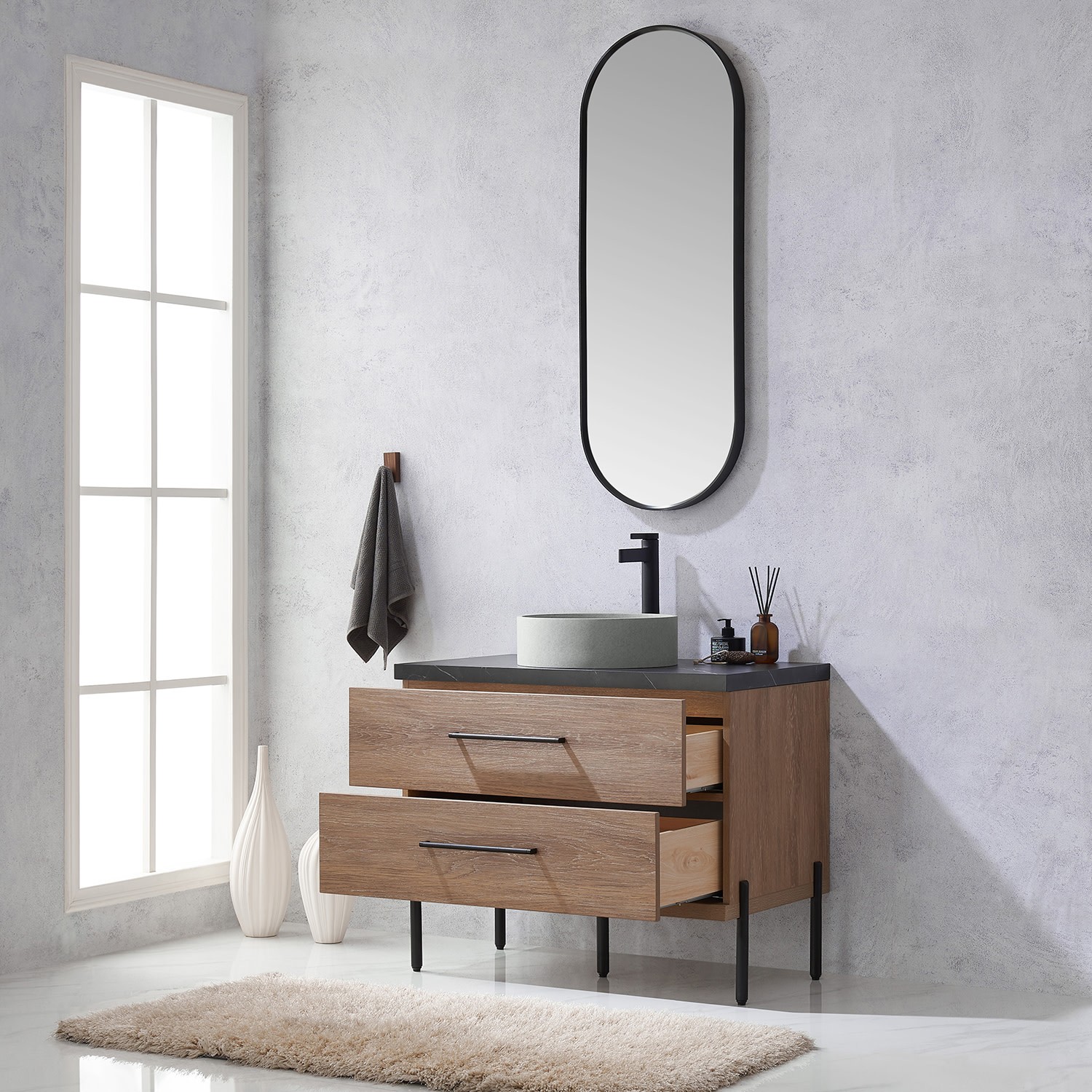 Miseno MV-705136C Trento 36″ – North American Oak / Black
