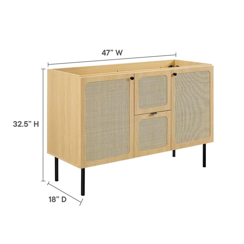 Pemberly Row 48″ Metal & Wood Bathroom Vanity Cabinet in Oak