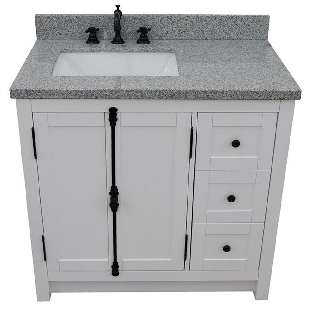 Plantation 37″ Solid Wood Vanity with Left Rectangle Sink in Ash/Gray