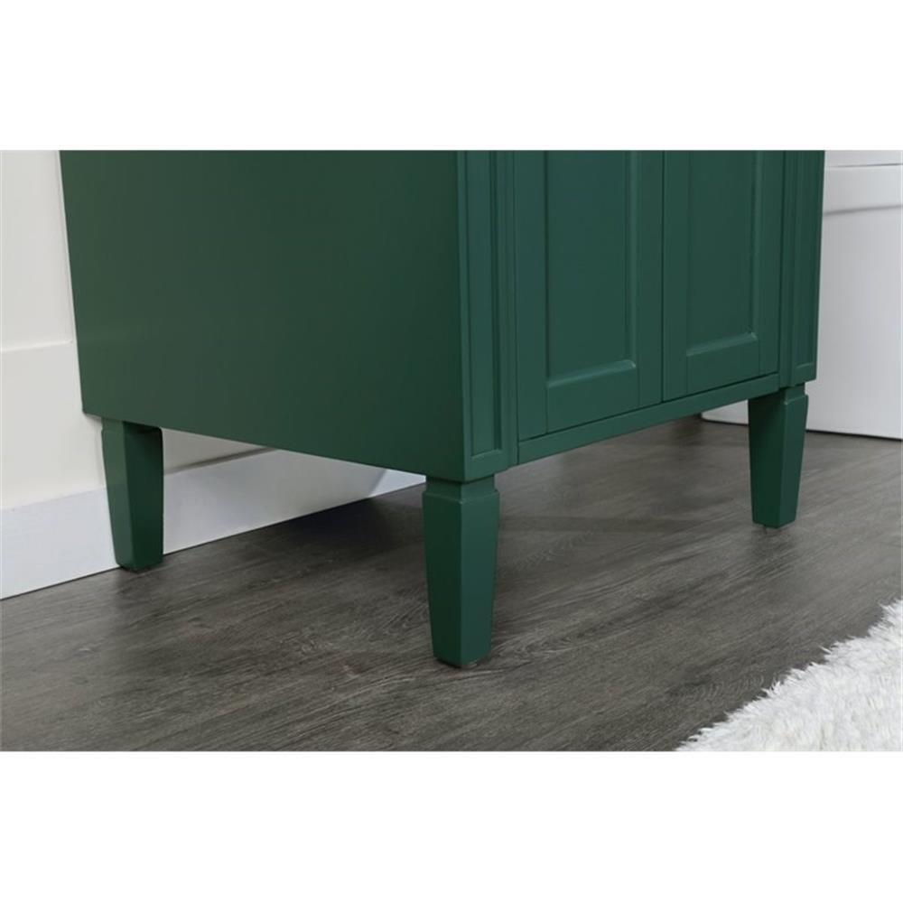 Elegant Decor Park Avenue 24″ Metal MDF Marble Single Bathroom Vanity in Green