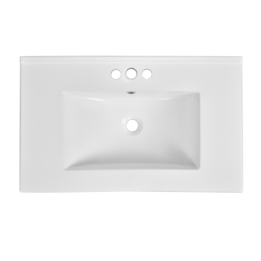 30” Bathroom Vanity with Ceramic Sink Combo,Solid Wood Frame Bathroom Storage