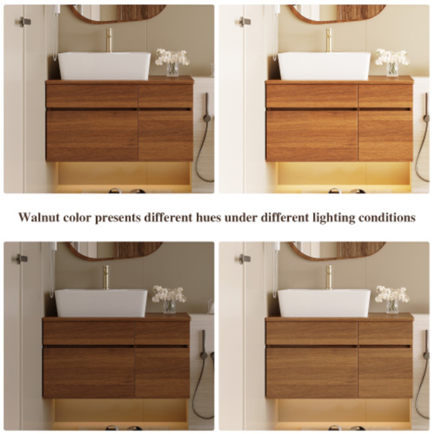White Solid Wood Floating Bathroom Vanity 31.5”Wx 20.9”H Bathroom Sink Cabinet