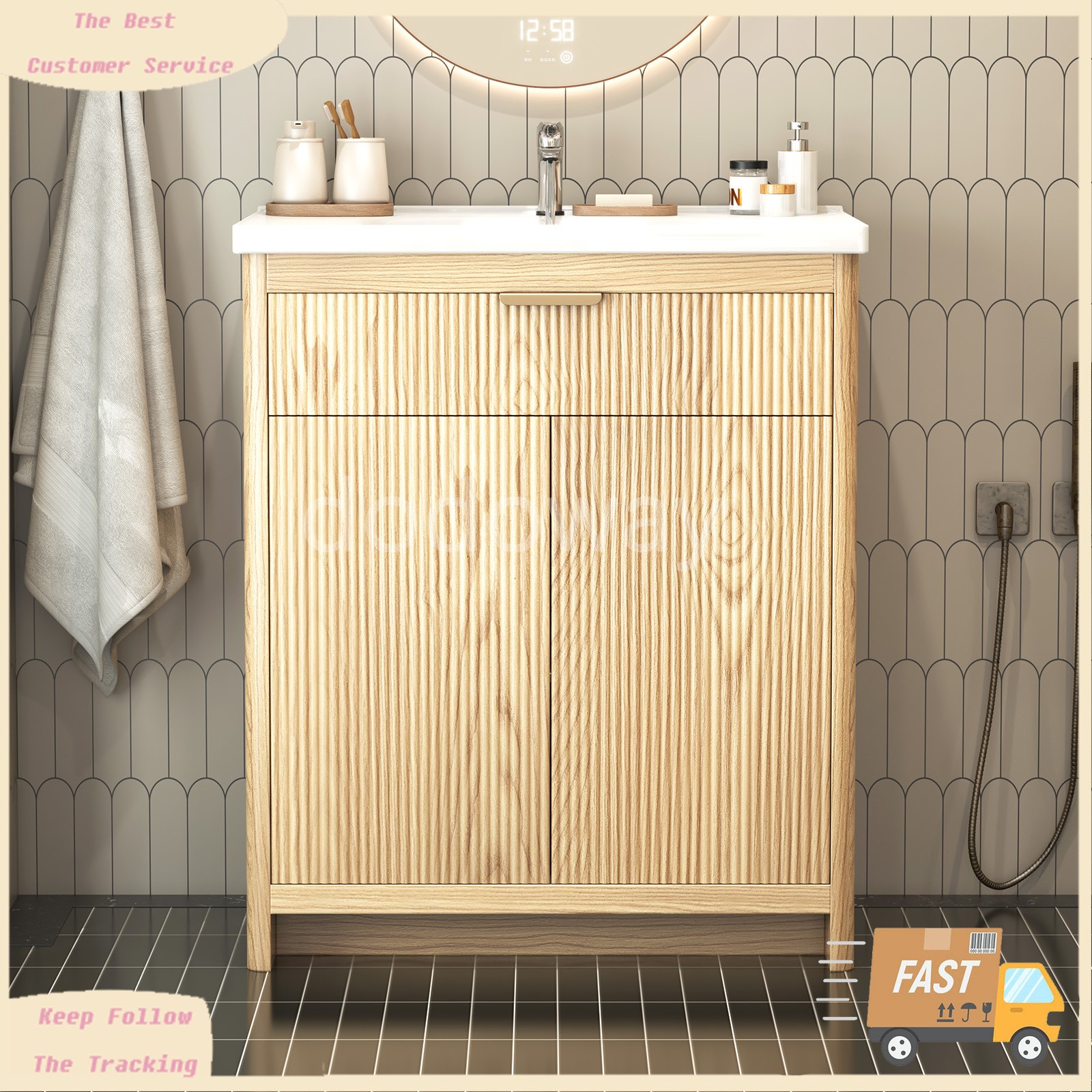 31″ Bathroom Vanity with Sink Combo Bathroom Cabinet with Doors and Drawer