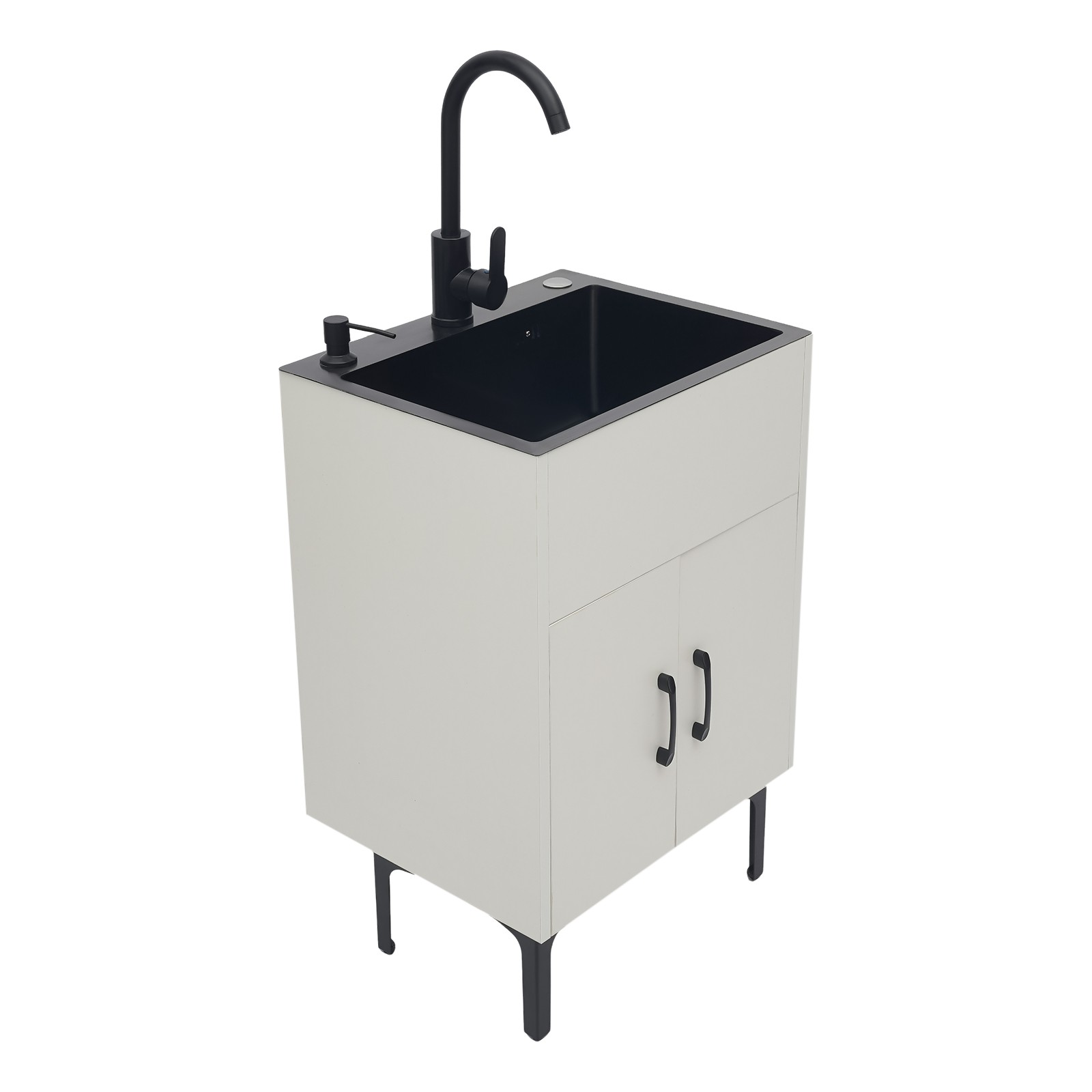 White Bathroom Vanity Cabinet Storage with Sink Combo with Drawers&Shelves