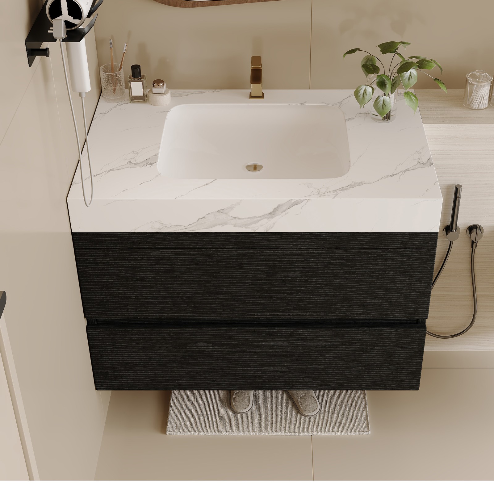 29.9″ Floating Bathroom Vanity with Sink, Wall-Mounted for Small Bathrooms