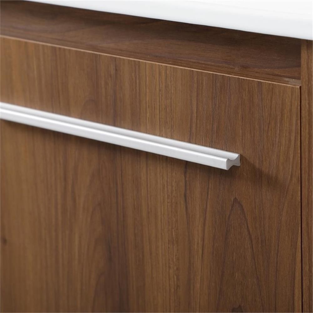 Pemberly Row 48″ Single Porcelain Top Floating Bathroom Vanity in Walnut