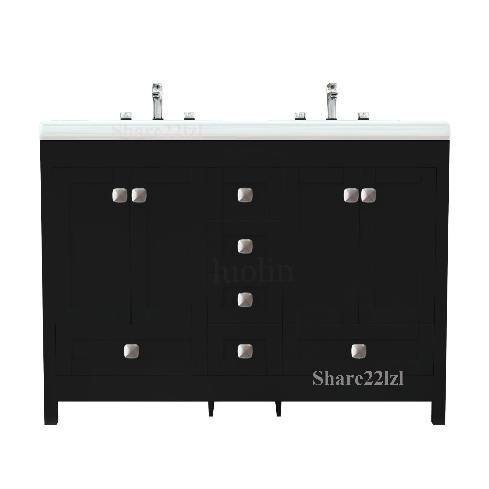 47inch Bathroom Vanity Cabinet Double Ceramic Sink Top Sink Cabinet Modern Wood