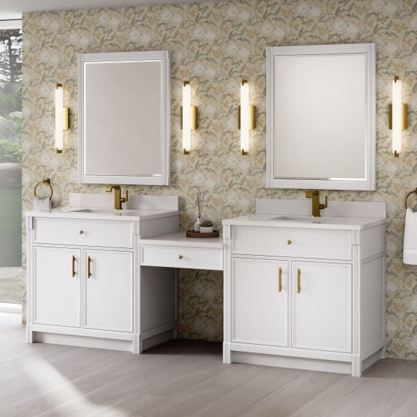 96″ James Martin Bellshire 660-VMC96-BW-1WZ Dual Vanity Cabinet White Zeus Top