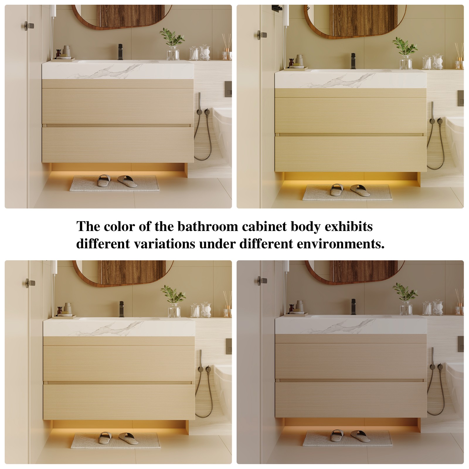 29.9″ Modern Floating Bathroom Vanity with Faux Marble Top and Ceramic Sink