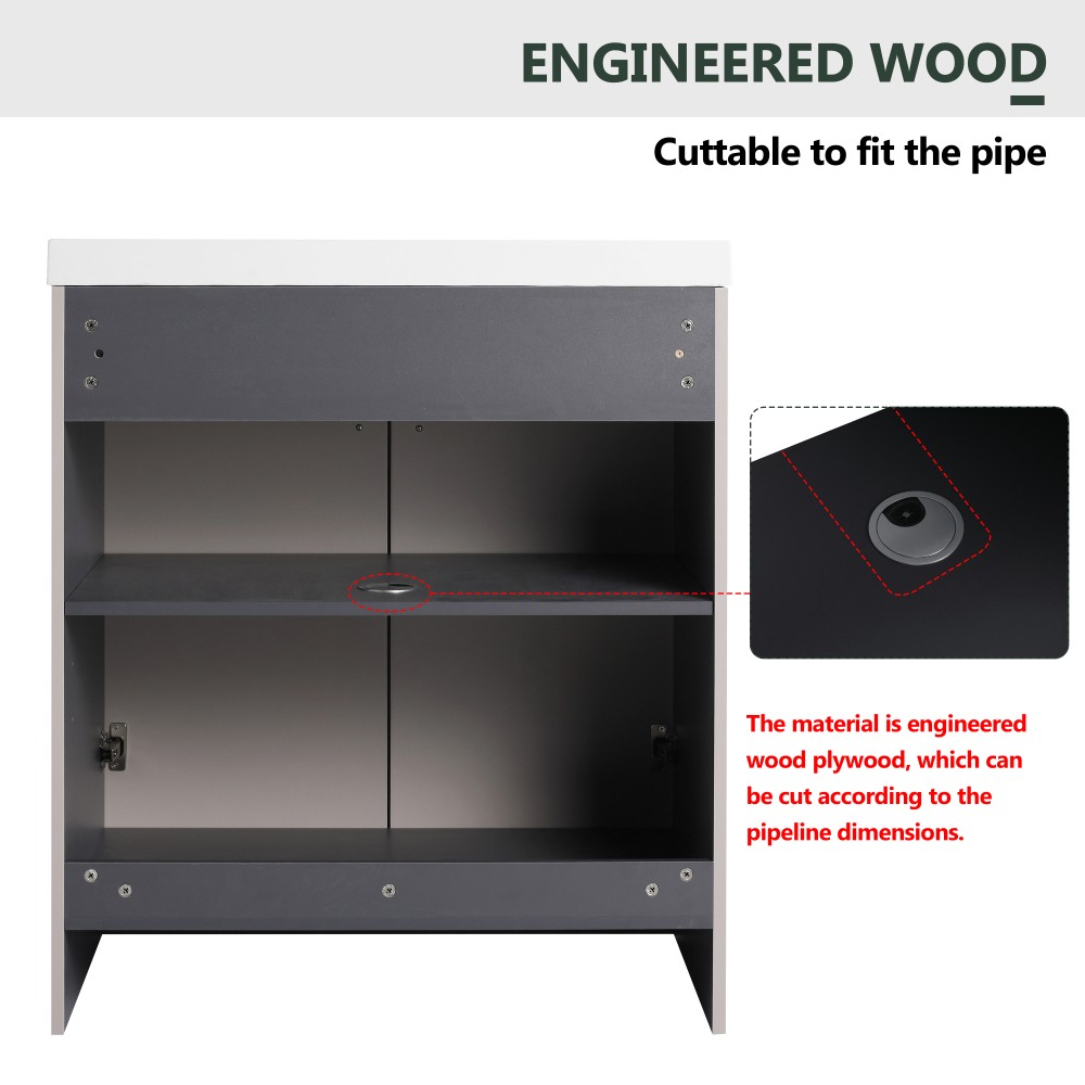 Freestanding Bathroom Vanity with Two Soft-Close Cabinet Doors