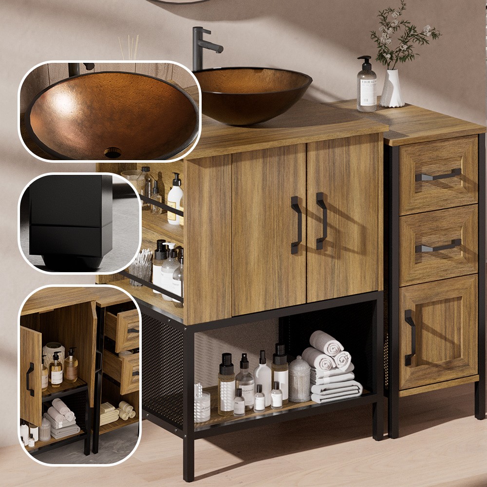 36″ Bathroom Vanity Oak Single Storage Free Standing Cabinet NO Sink & Faucet