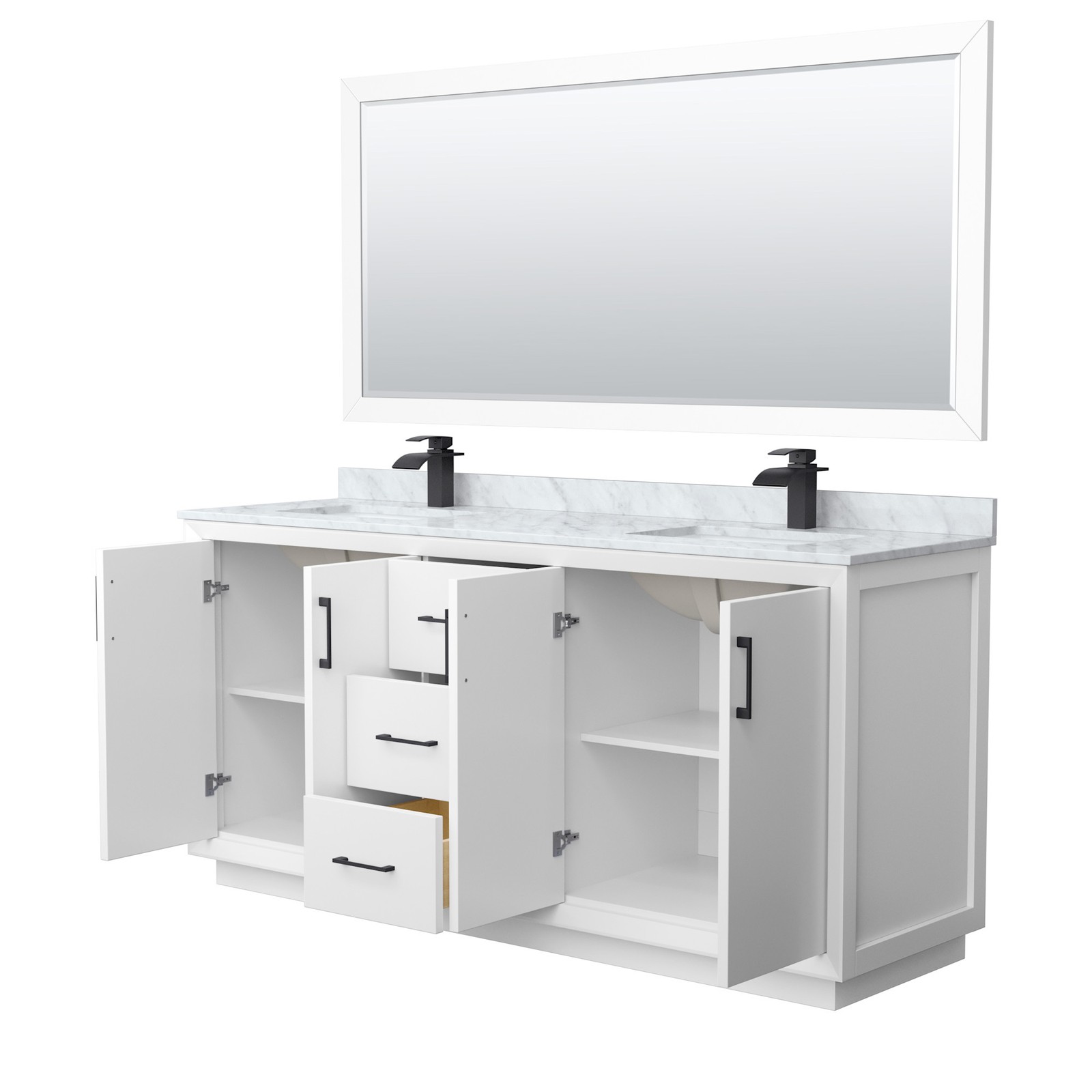 Wyndham Collection WCF414172D-NAT-UNSM70 Strada 72″ – White / Brushed Nickel
