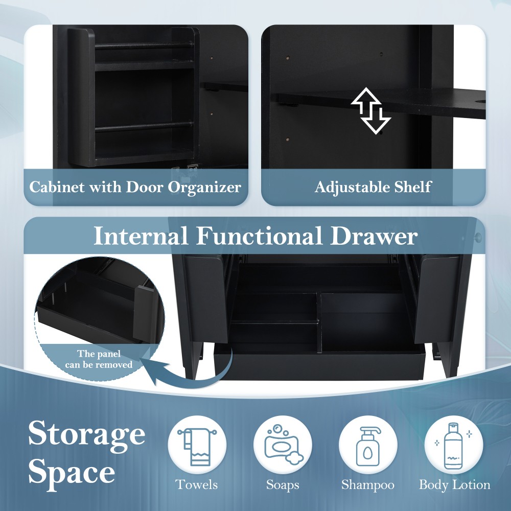 30″ Bathroom Vanity with Sink, Two Doors with Shelf, Soft Close Door Hinges