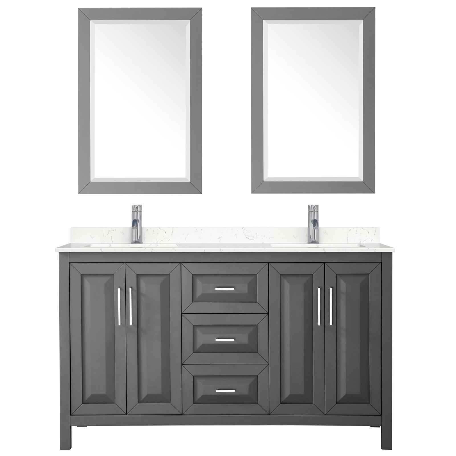 Wyndham Collection WCV252560D-VCA-M24 Daria 60″ – Dark Gray / White Cultured