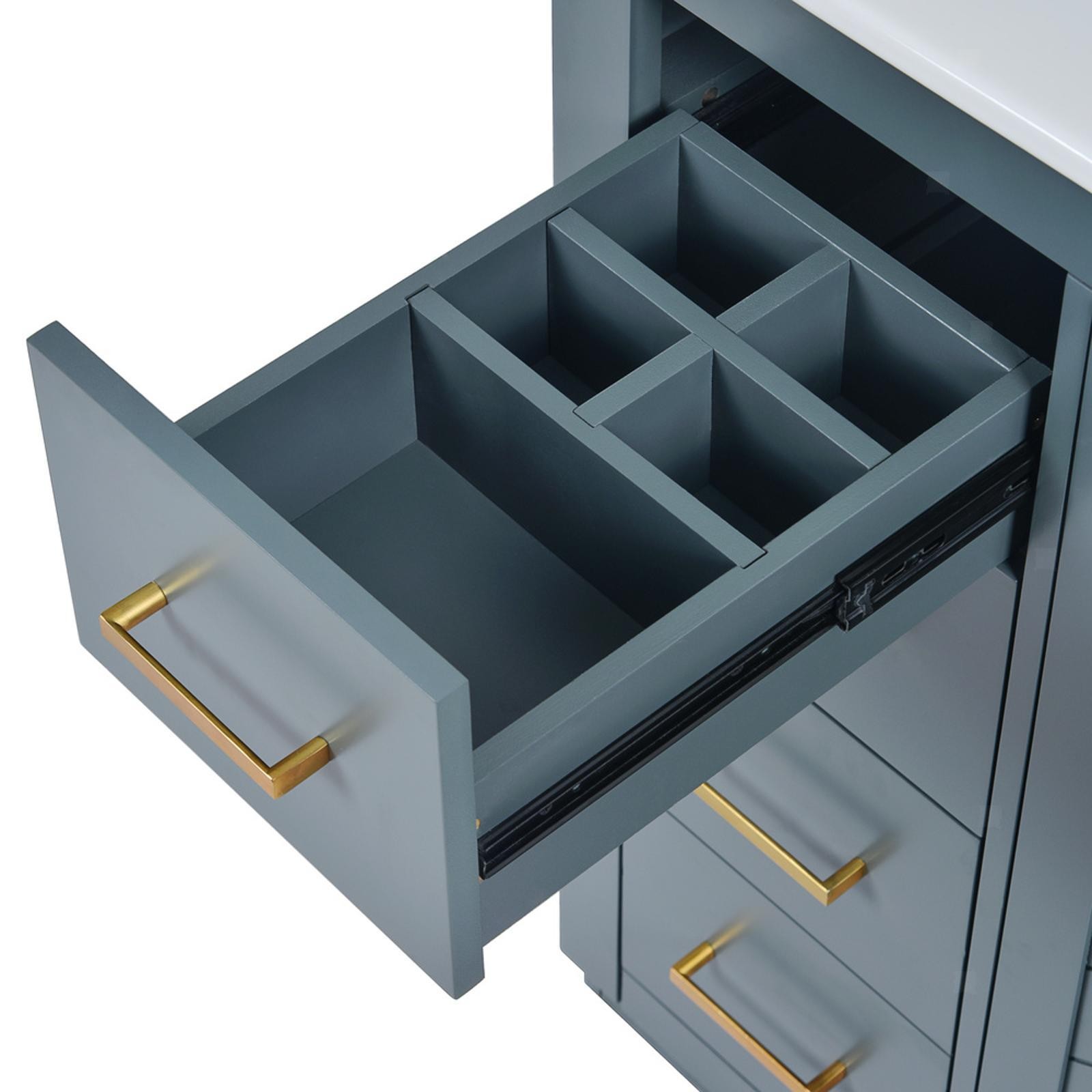 30” Bathroom Vanity Set with Ceramic Sink Combo, Solid Wood & MDF Storage