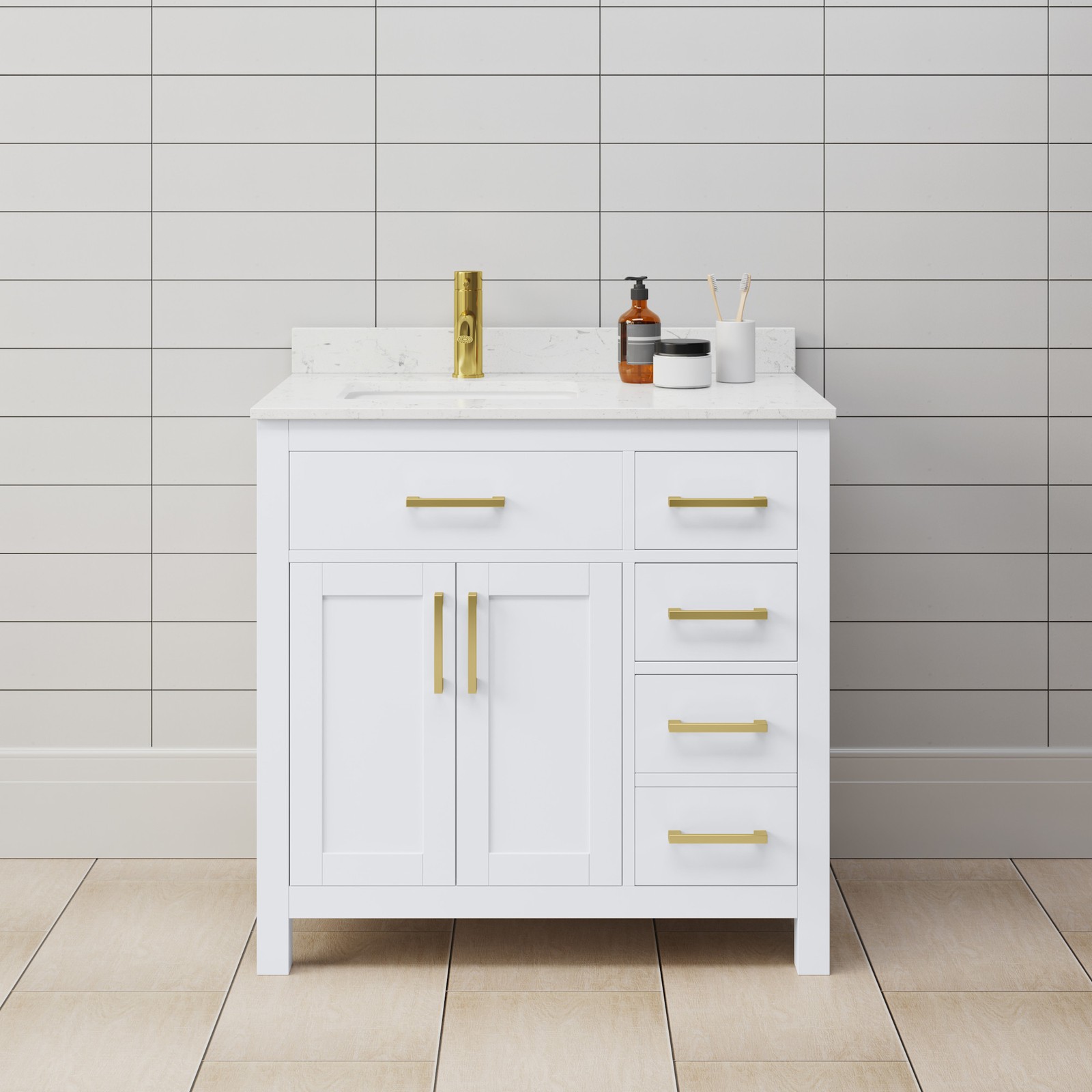 Wyndham Collection WCG242436S-UNSMXX Beckett 36″ – White / Carrara Cultured