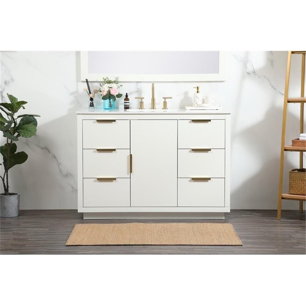 Elegant Decor Blake 48″ Aluminum Alloy MDF Single Bathroom Vanity in White