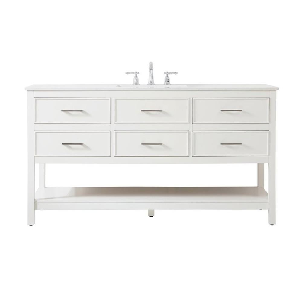 Elegant Decor Sinclaire 60″ Aluminum Alloy & MDF Single Bathroom Vanity in White