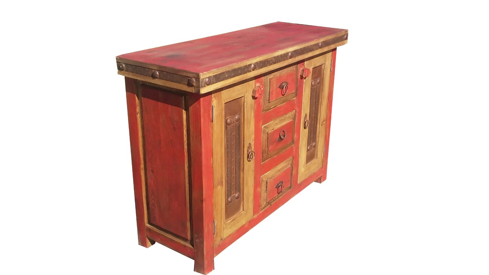 Rustic Reclaimed Wood Metal panel Doors Bathroom Vanity