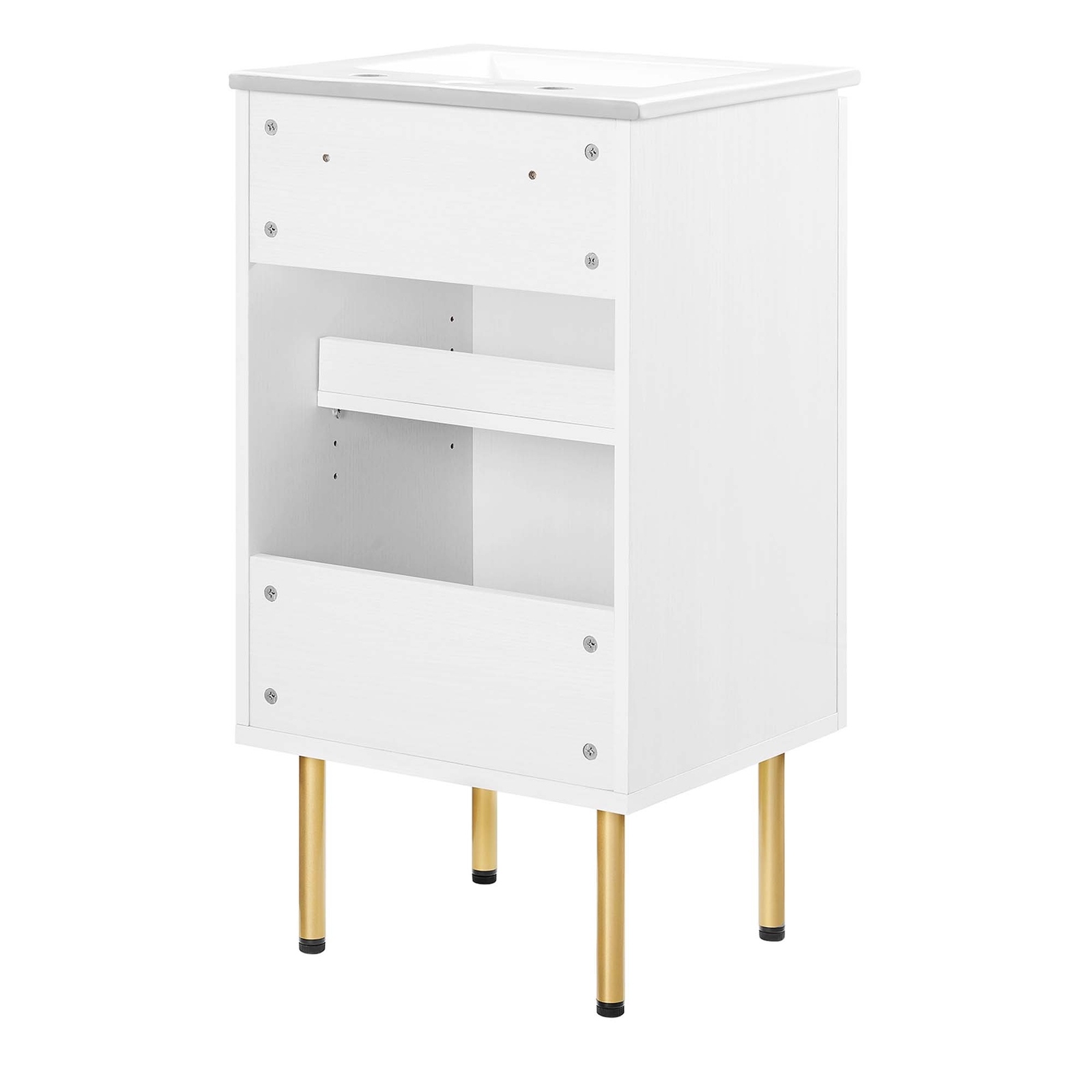 Modway Chaucer 18” Bathroom Vanity in White White With Ceramic Sink Basin