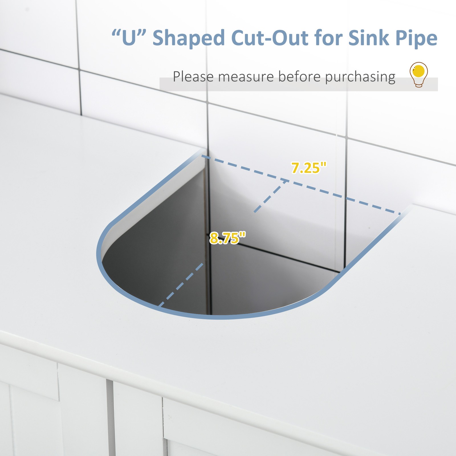 Bathroom Vanities, Bathroom Sink Cabinets with U-Shape Cut-Out and Adjustable