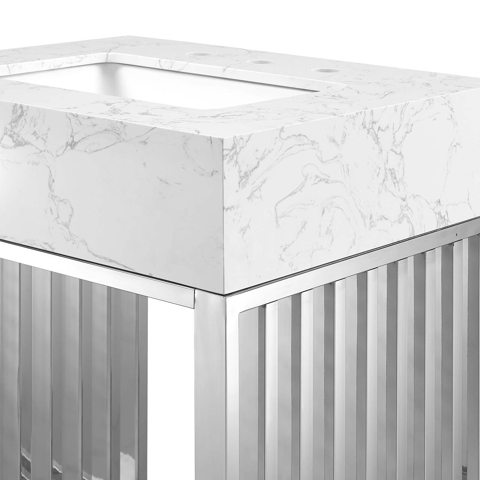 Modway Gridiron 24″ Bathroom Vanity in White Silver
