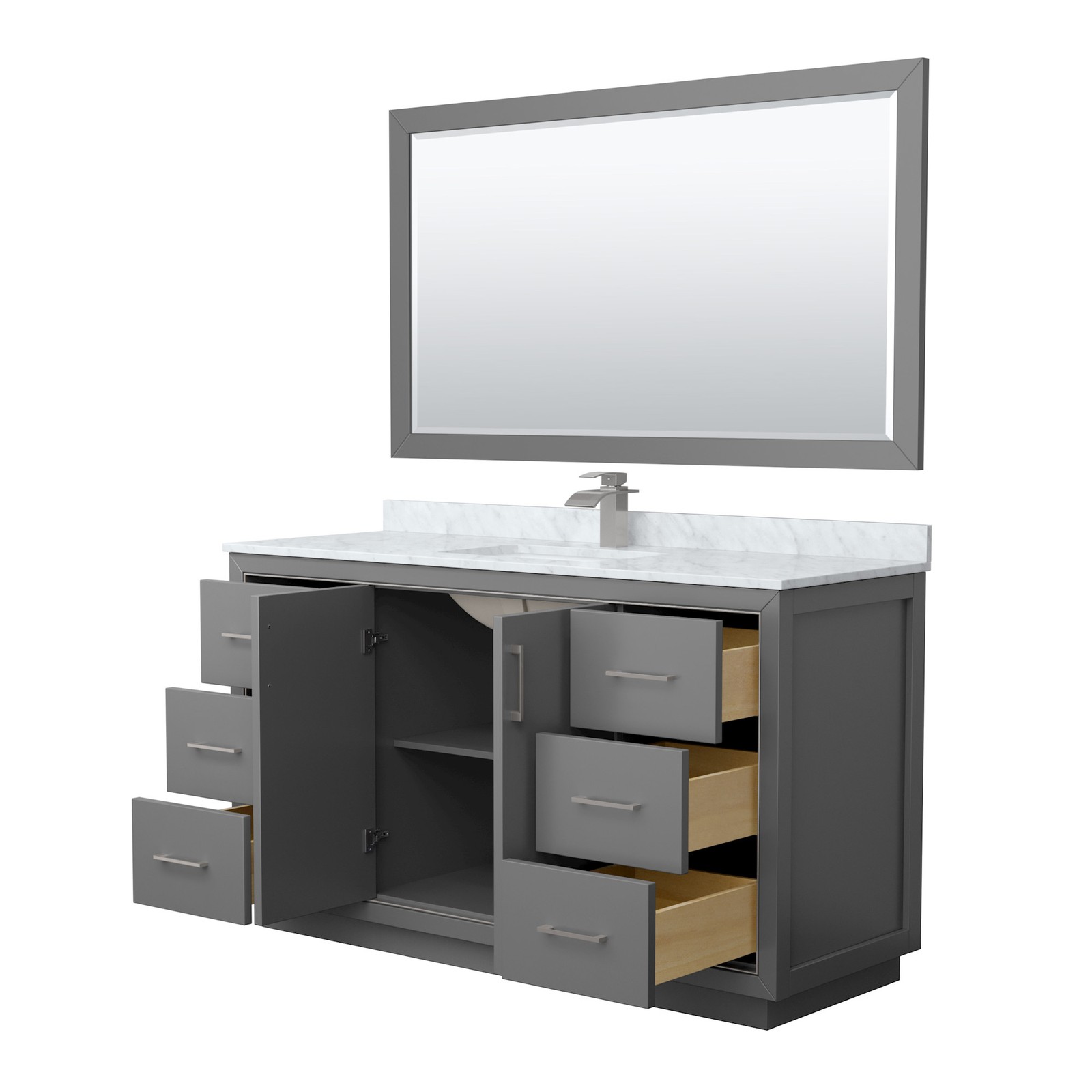 Wyndham Collection WCF1111-60S-NAT-M58 Icon 60″ – Dark Gray / Brushed Nickel