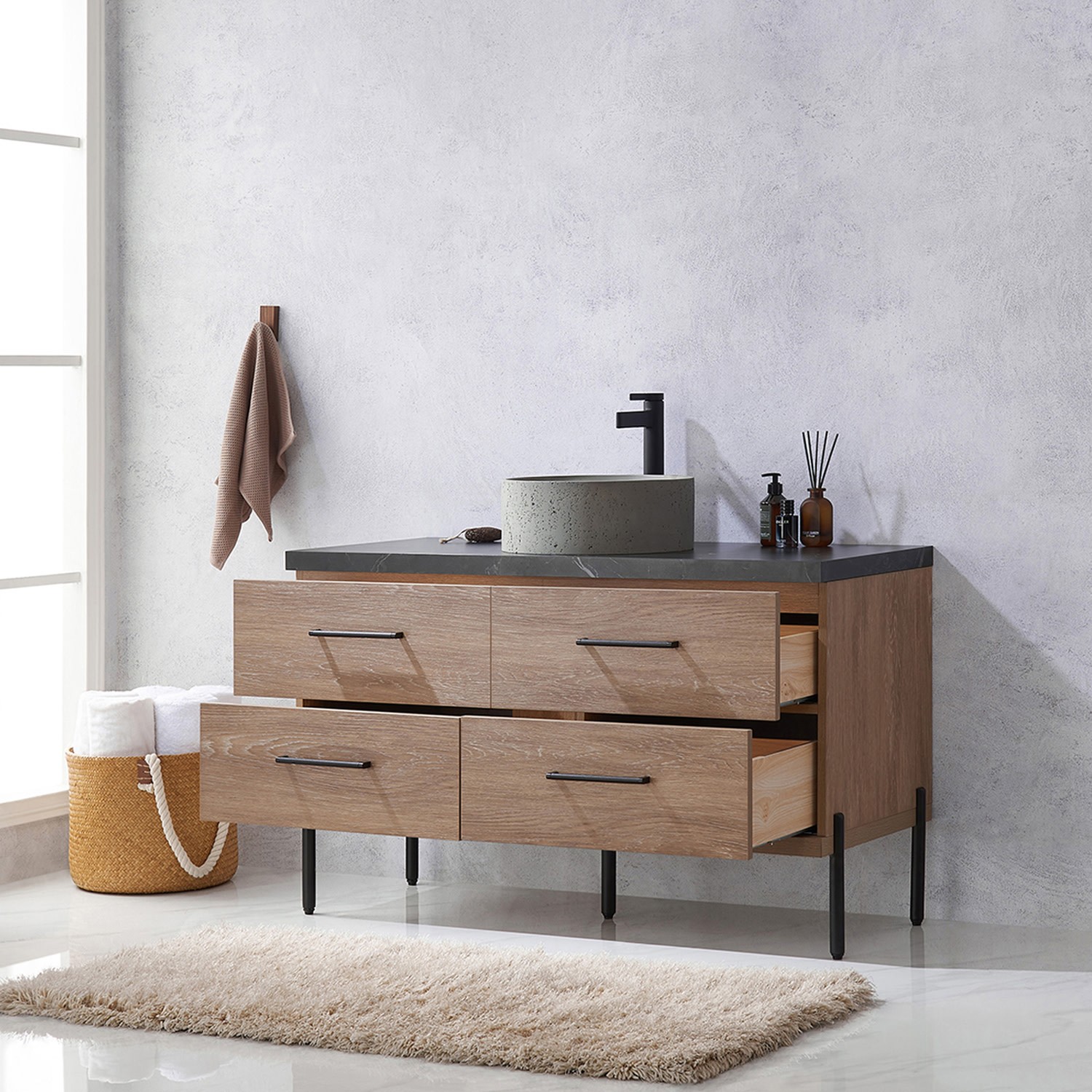 Miseno MV-NM-705148R Trento 48″ – North American Oak / Black