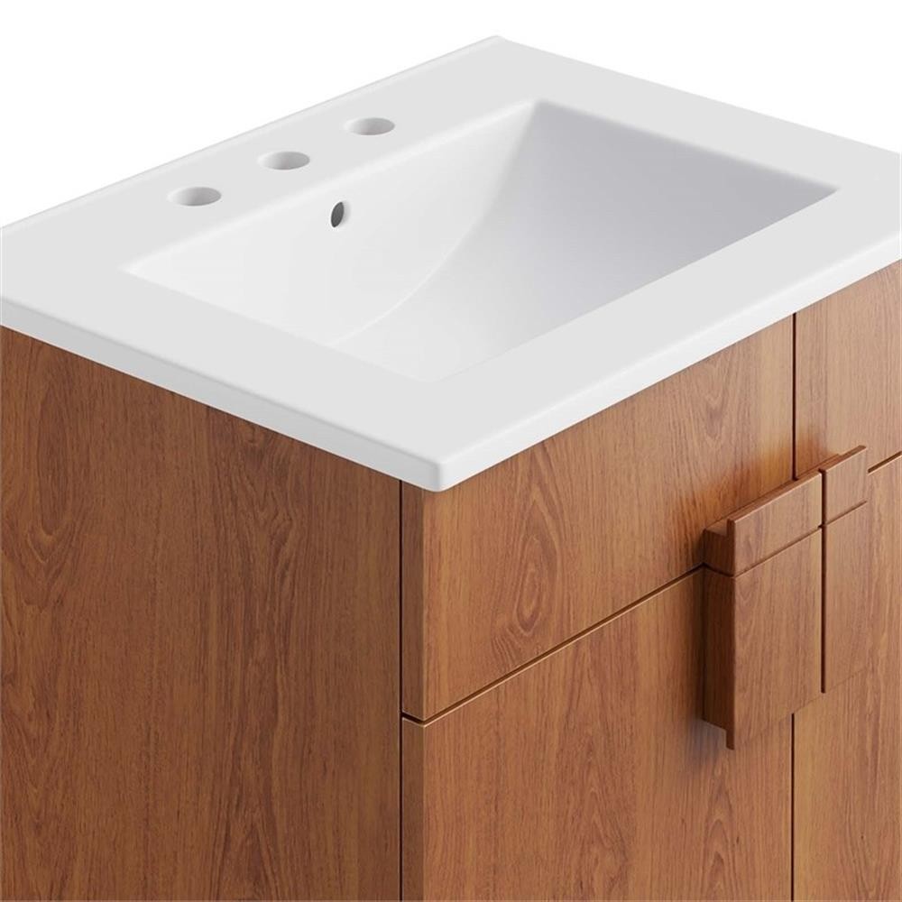 Pemberley Row Wood White/Walnut Bathroom Vanity Rectangular Hinged Doors 23″W…