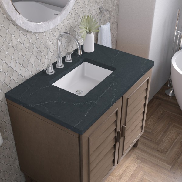 36″ James Martin Portland 620-V36-WW-3CSP Vanity Cabinet Charcoal Soapstone Top