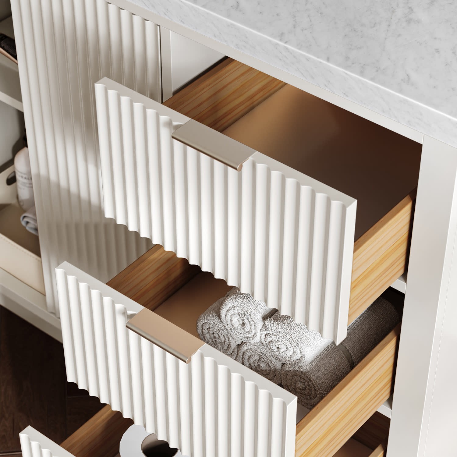 Ariel P61CWOVO Milan 61″ – Warm White / Italian Carrara Marble Top / Brushed