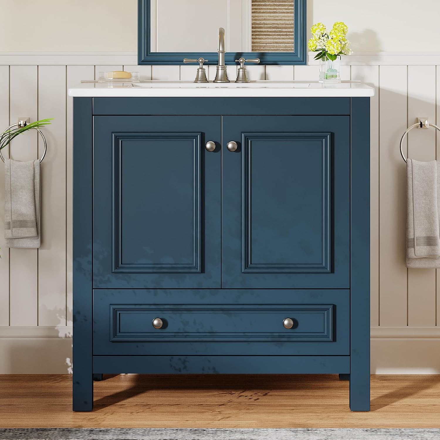 30” Bathroom Vanity with Sink Combo Bathroom Cabinet with 2 Doors and 1 Drawer