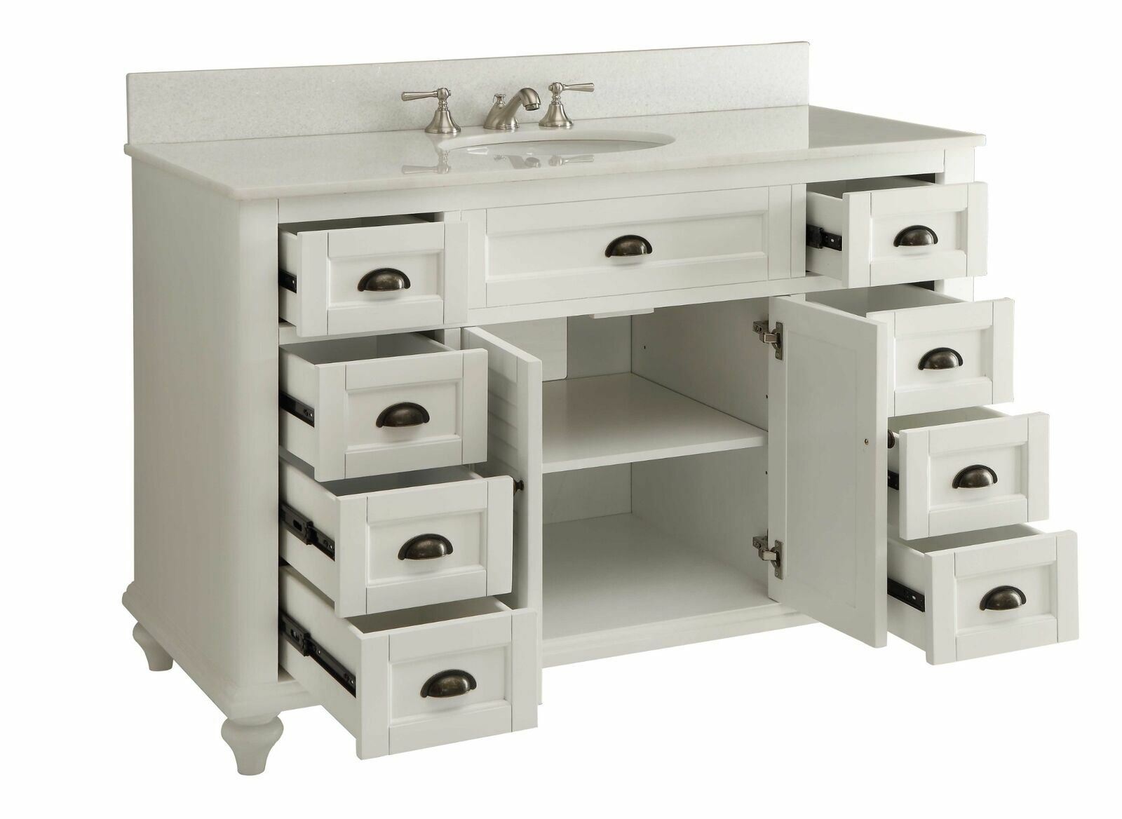 49 inch Glennville White Quartz Top Bathroom Vanity 28327W-QT