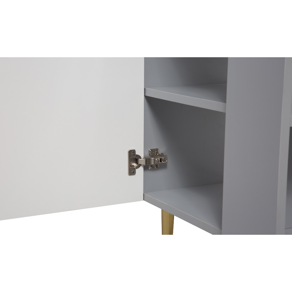 21.6″ Bathroom Vanity Base, Soft-Close Doors, Gray, Solid Wood, Open Shelf