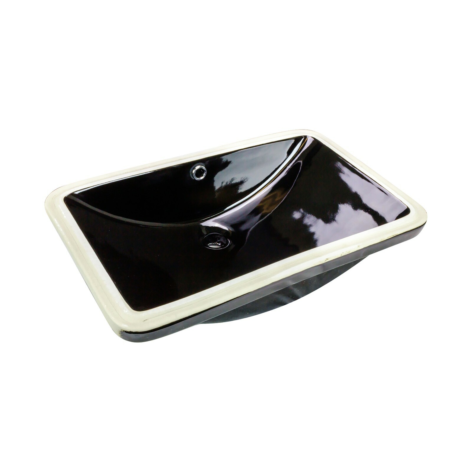 Moat Rectangular Shaped Undermount Bathroom Vanity Sink 24″ X 15-3/4″ Black