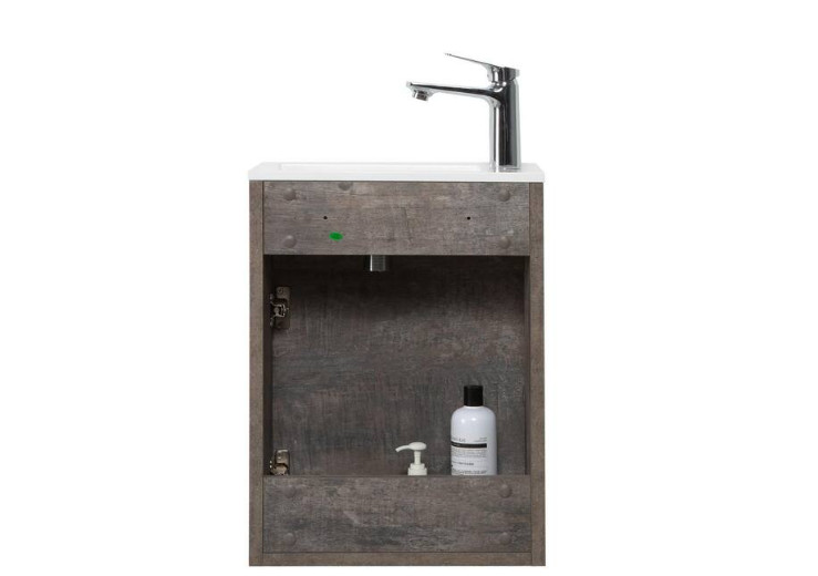 Abruzzo 16″ Floating Bathroom Vanity Resin Sink Soft-Close Dark Birch Cabinet 🔷